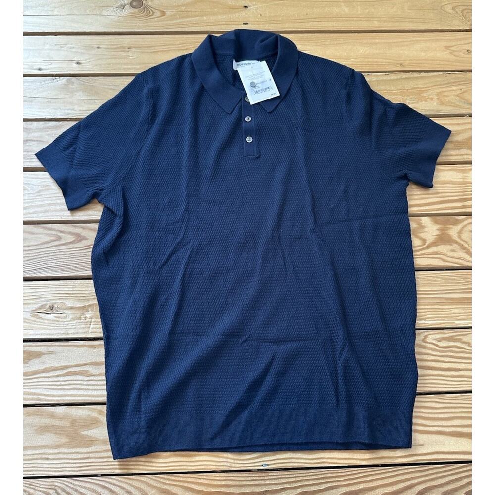 NWT $79.50 Nordstrom Tech Smart Polo Shirt Size Large Men’s Navy